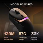موس گیمینگ Glorious Model D3 سیمی مشکی - Image 2